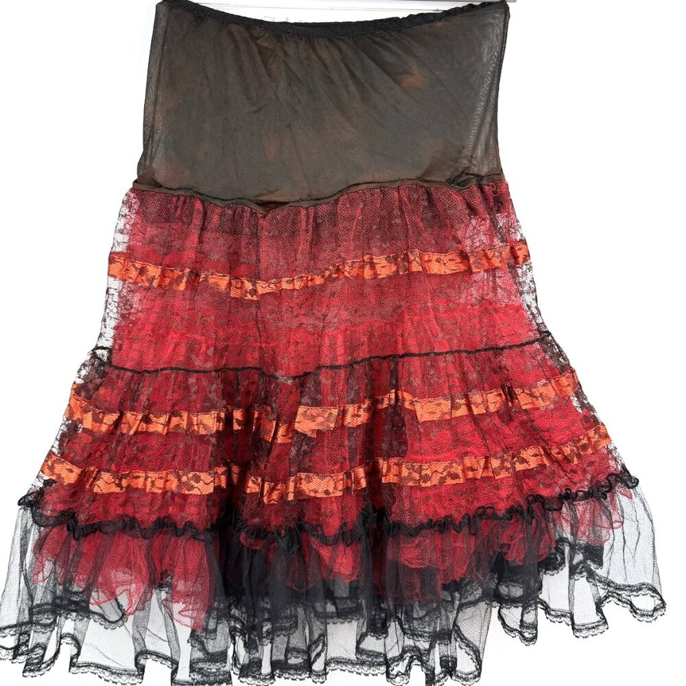 Vintage~Moulin Rouge Crinoline Square Dance~2 Red/Black Rockabilly Petticoats - Picture 6 of 9